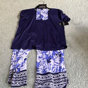 Cuddl Duds PJ Set + Headband 2PieceSleepwearNavy/Blue Floral Pants | NWT Small